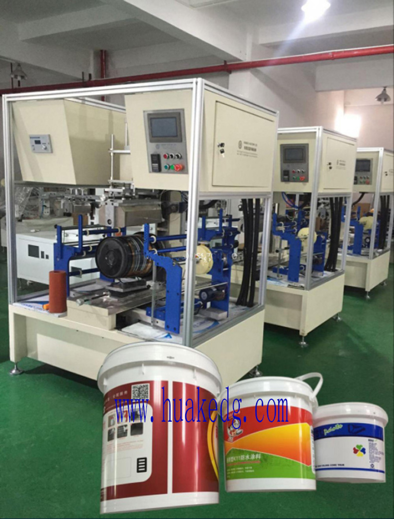 Heat Transfer Machine on Buckets Label Printing